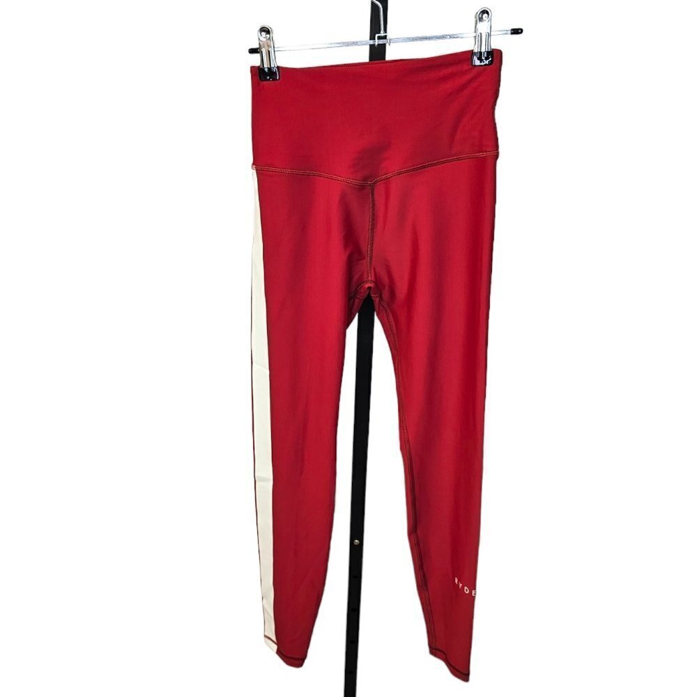 Ryderwear Womens V Back Side Stripe Leggings Size Xs Red White
